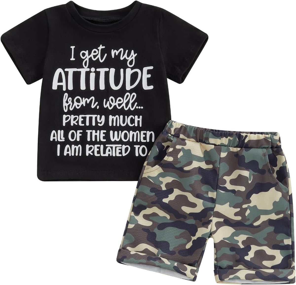wdehow Toddler Kids Baby Boy Summer Clothes Sets 1T 2T 3T 4T 5T Letter Print Short Sleeve Tops