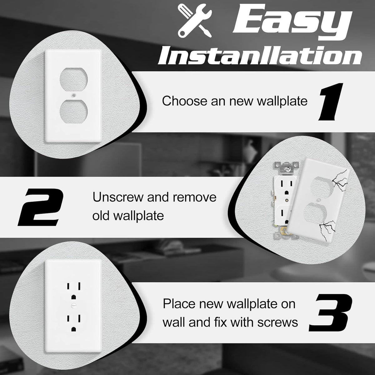 Decorator Wall Plate 1-Gang Duplex Electrical Outlet Cover Plates,Unbreakable Polycarbonate