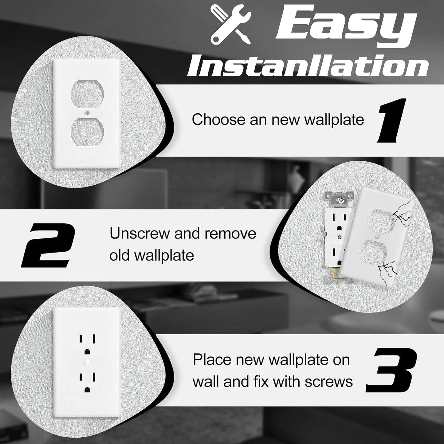 Decorator Wall Plate 1-Gang Duplex Electrical Outlet Cover Plates,Unbreakable Polycarbonate