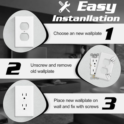Decorator Wall Plate 1-Gang Duplex Electrical Outlet Cover Plates,Unbreakable Polycarbonate