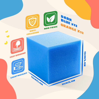 Foam Pit Cubes, 24 PCS 5 Inches Gymnastics Foam Blocks Trampoline Blocks, Multi-Sport Protective