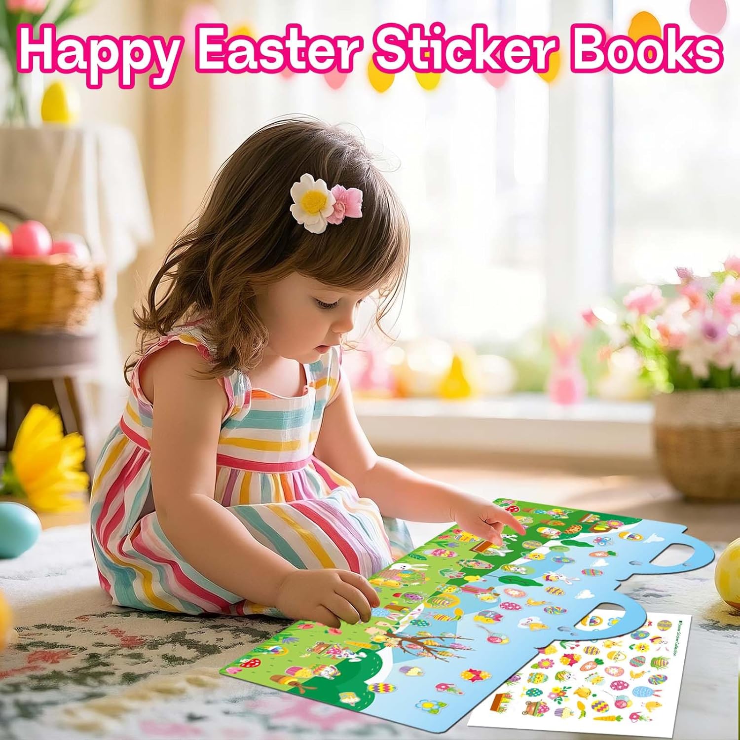 Easter Reusable Sticker Books for Toddlers 1-3, Easter Stickers for Kids, Sticker Book for Toddlers