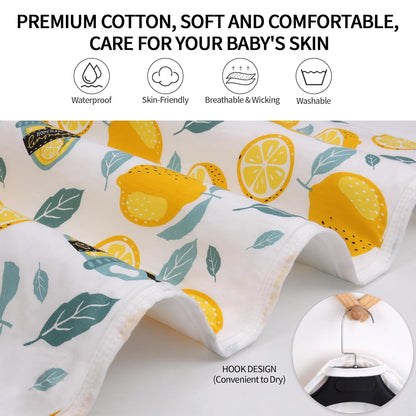 2Pcs Diaper Changing Pads for Baby, Lemon Change Mat, 3Layers Waterproof Change Pad Foldable