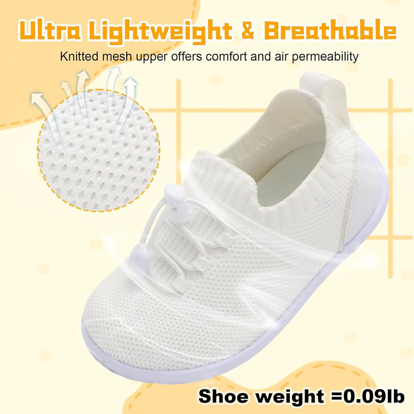 FEETCITY Baby Shoes Boys Girls First Walking Shoes Lightweight Infant Sneakers Slip On Shoe