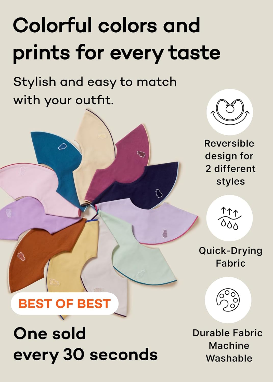 Konny Baby Bibs 5-Pack, 360 ° Rotate, Soft and Absorbent Bandana Drooling for Boys Girls baby