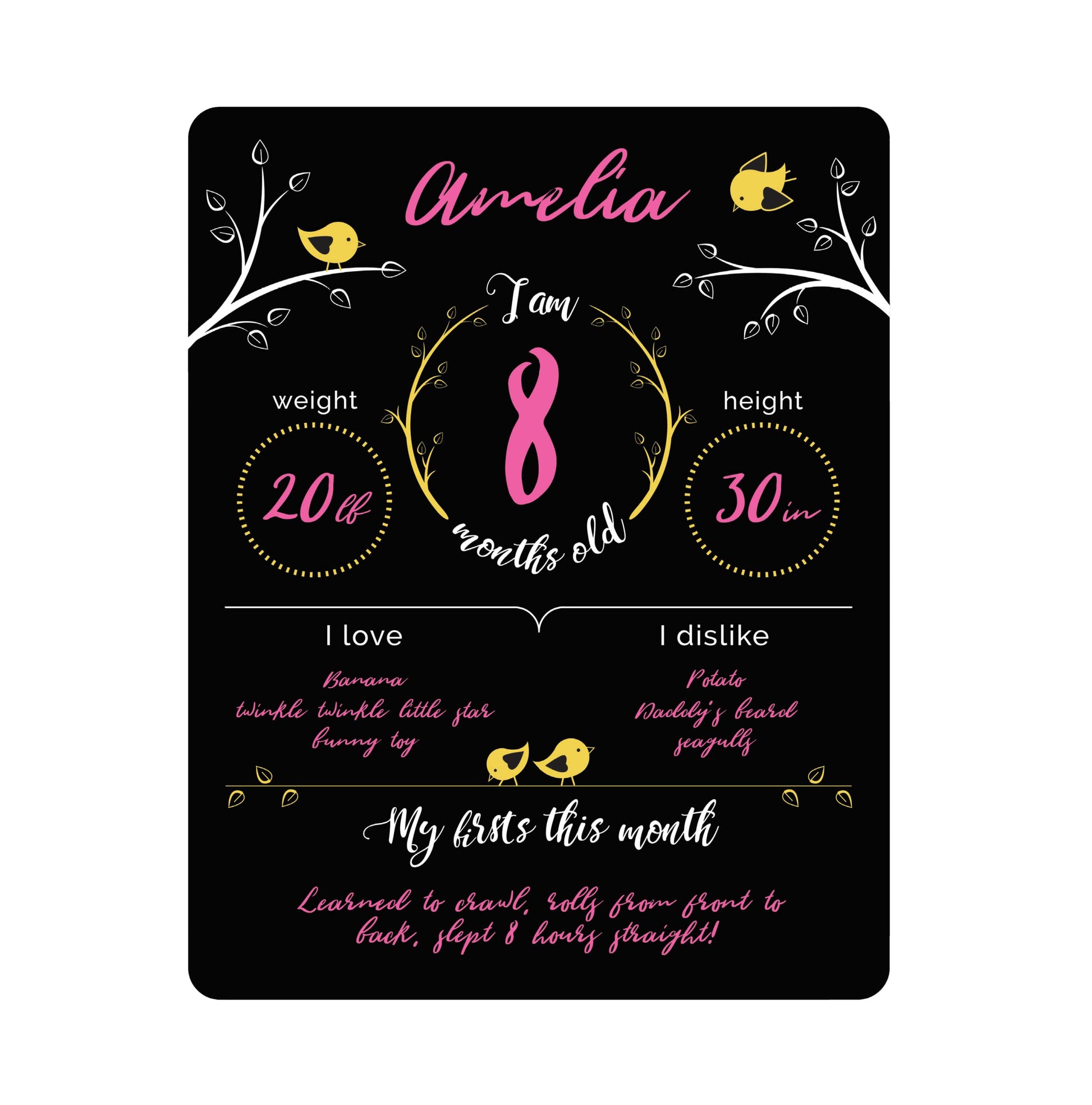 Felt Like Sharing Baby Milestone Chalkboard Sign (12”x16”, 3 Markers)