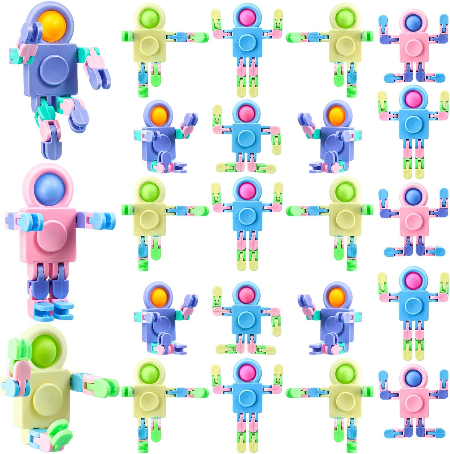 Hanaive 8 Pcs Robot Fidget Spinners Transformable Fingertip Gyro Chain Toy Fidget Sensory Toys