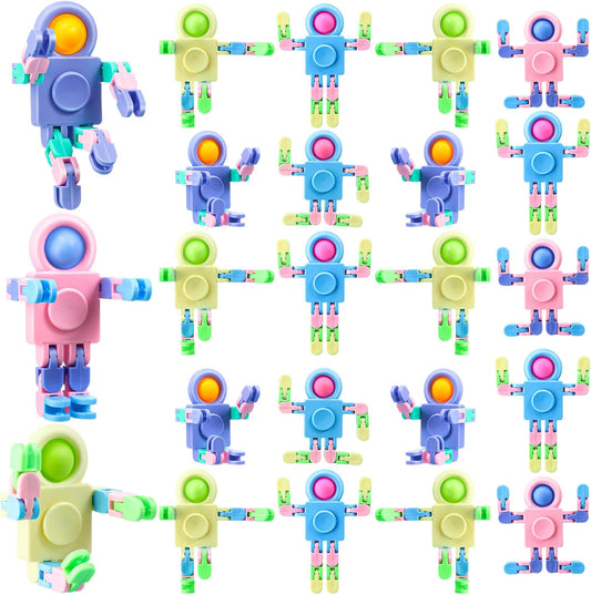 Hanaive 24 Pcs Robot Fidget Spinners Transformable Fingertip Gyro Chain Toy Fidget Sensory Toys