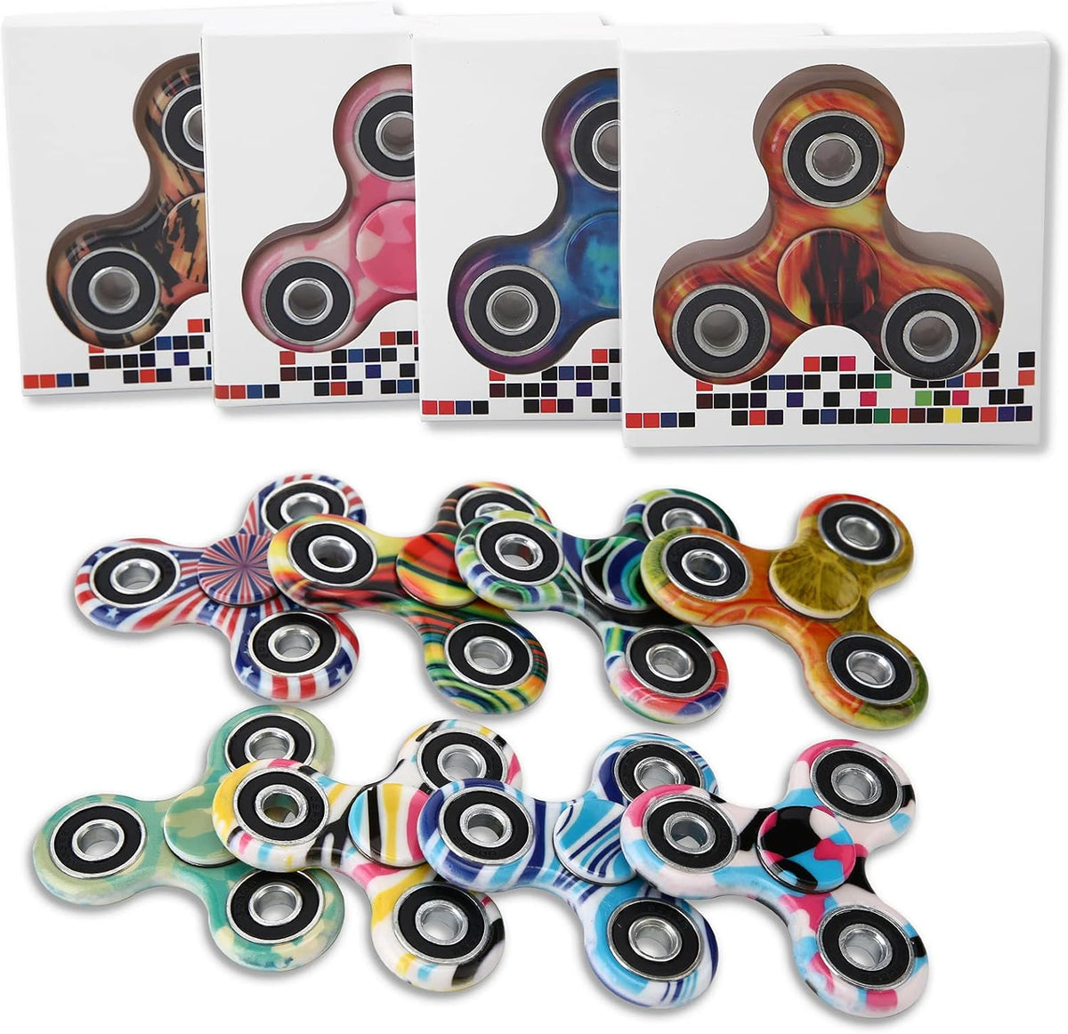 SCIONE 12 Pack Fidget Spinner Toy, Finger Spinner Fidget Pack-Anxiety Toys Stress Relief Reducer