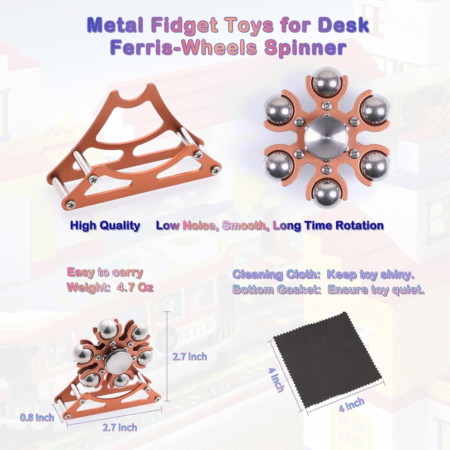 Desk-Fidget-Toys for Ferris-Wheels-Spinner: Metal Kinetic-Spinner 4mins, Cool-Gadgets for Kid