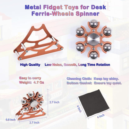 Desk-Fidget-Toys for Ferris-Wheels-Spinner: Metal Kinetic-Spinner 4mins, Cool-Gadgets for Kid