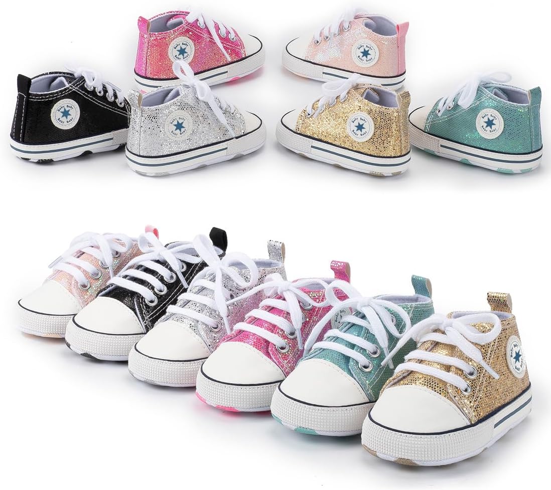 Unisex Baby Girls Boys Canvas High-top Shoes, Newborn Infant Anti-Slip Soft Sole Frist Walking