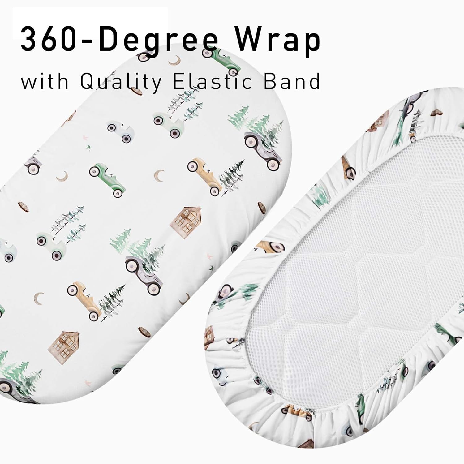 Gllquen Baby Bassinet Sheets 4 Pack, Breathable Cozy Fitted Mattress Sheet, Elastic Travel Crib