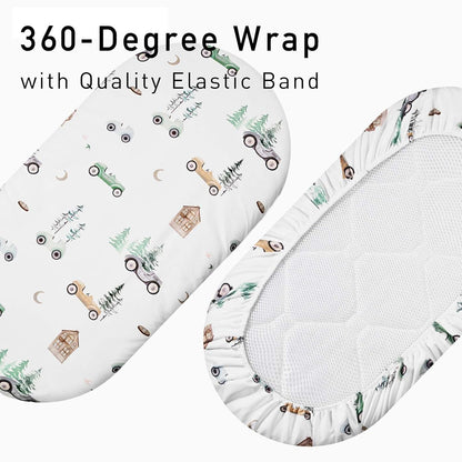 Gllquen Baby Bassinet Sheets 4 Pack, Breathable Cozy Fitted Mattress Sheet, Elastic Travel Crib