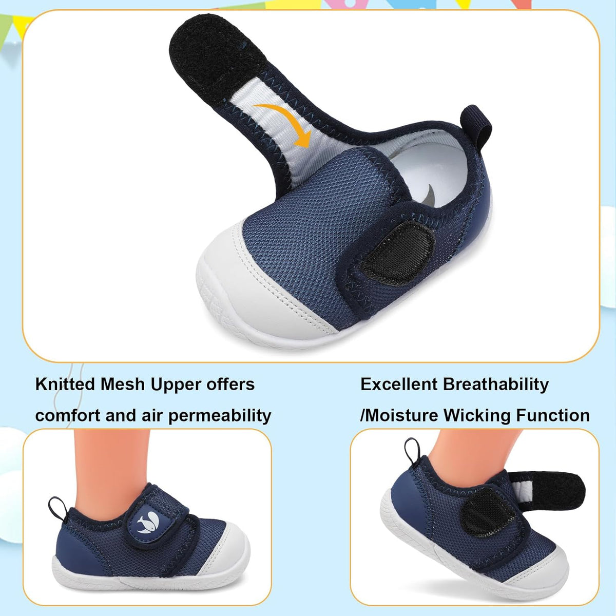FEETCITY Baby First Walking Shoes Boys Girls Infant Sneakers Crib Shoes Breathable Lightweight Slip