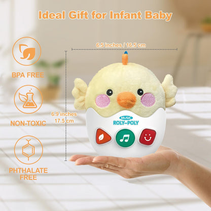 Baby Toys 0-6-12 Months, Chick Musical Plush Cute Stuffed Animal Infant Tummy Toys with Light &