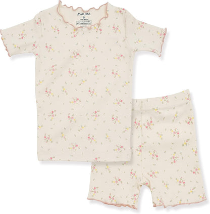 AVAUMA Baby Boy Girl Pajama Set 6M-7T Kids Cute Toddler Snug fit Flower Pattern Design Pjs Cotton
