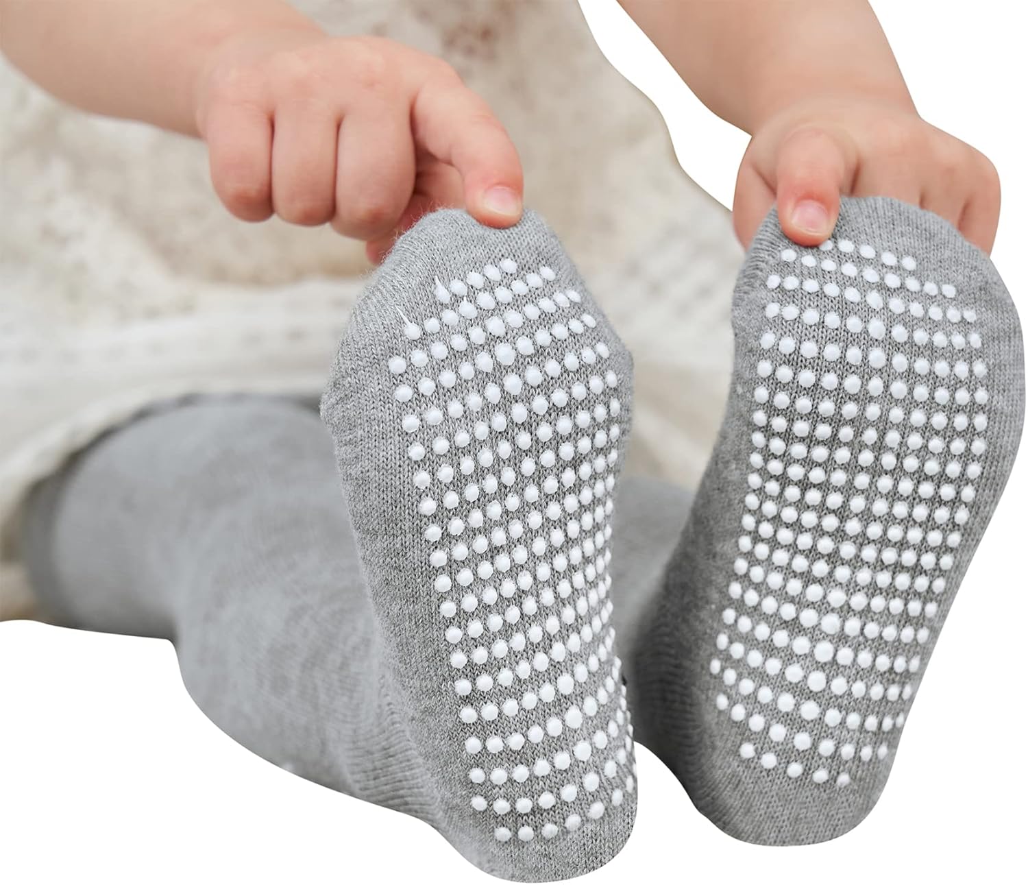 Zando Baby Girls Tights Cozy Cotton Infant Non Slip Grip Leggings Toddler Solid Knit Pantyhose Warm