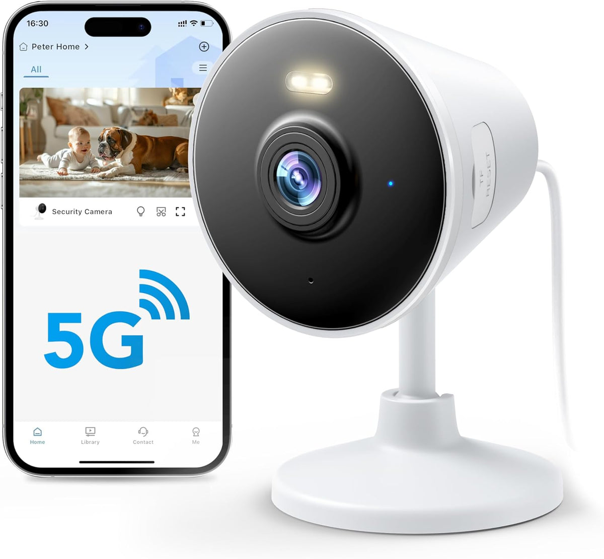 5G & 2.4G Indoor/Outdoor Security Camera for Home, Baby/Elder/Dog/Pet Camera with Phone App, WiFi
