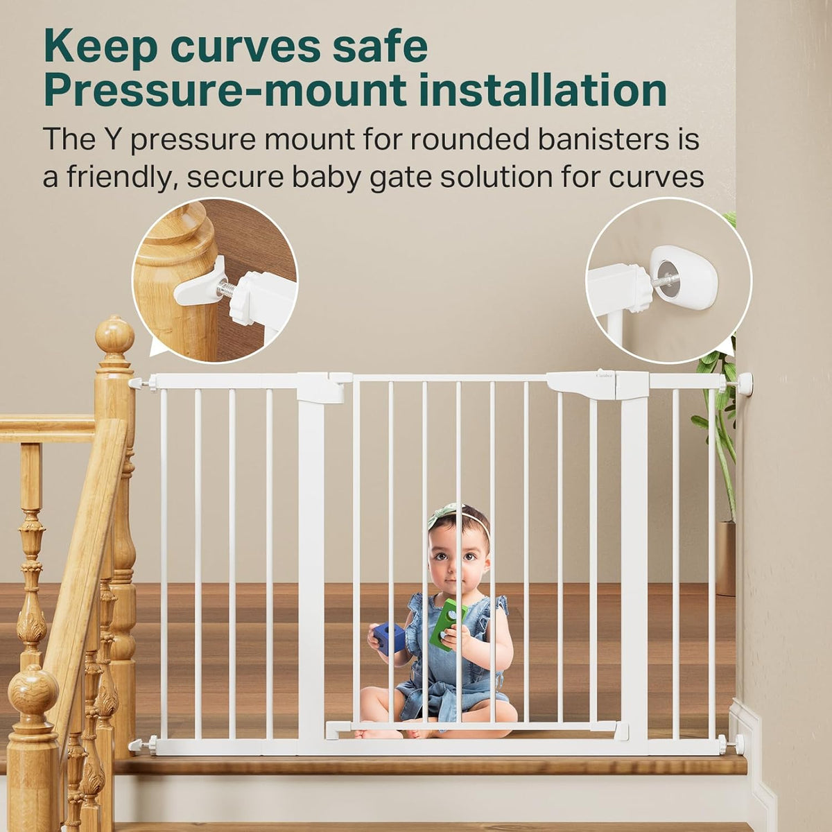 Cumbor 29.7-48" Baby Gate for Stairs, Mom's Choice Awards Winner-Dog Gates for Doorways, Auto Close