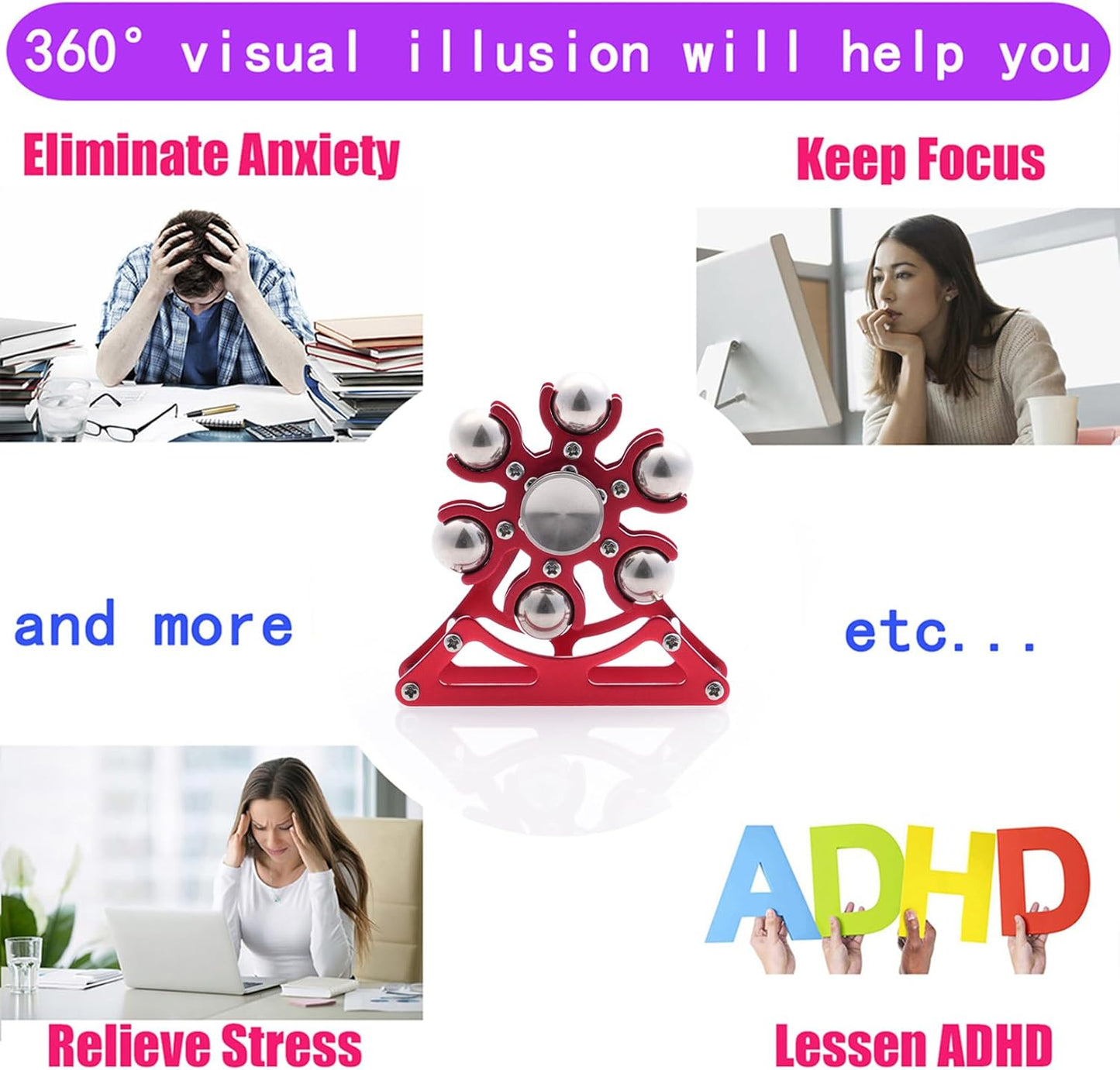 Desk-Fidget-Toys for Ferris-Wheels-Spinner: 4mins Kinetic-Metal-Spinner, Cool-Gadgets-Stuff for Kid