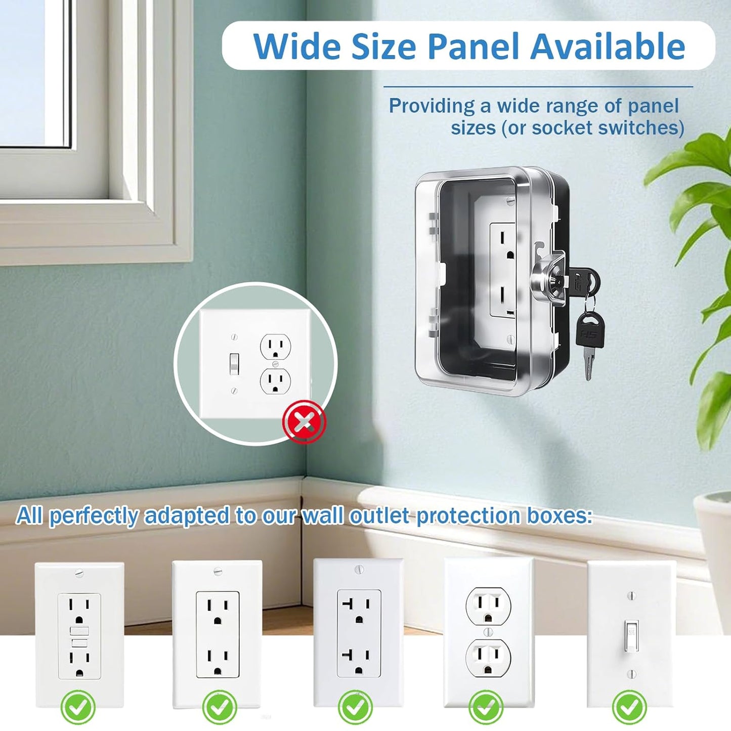 Child Proof Outlet Lock Box with 2 Durable Keys - Heavy Duty Safety Cover for Baby Proofing