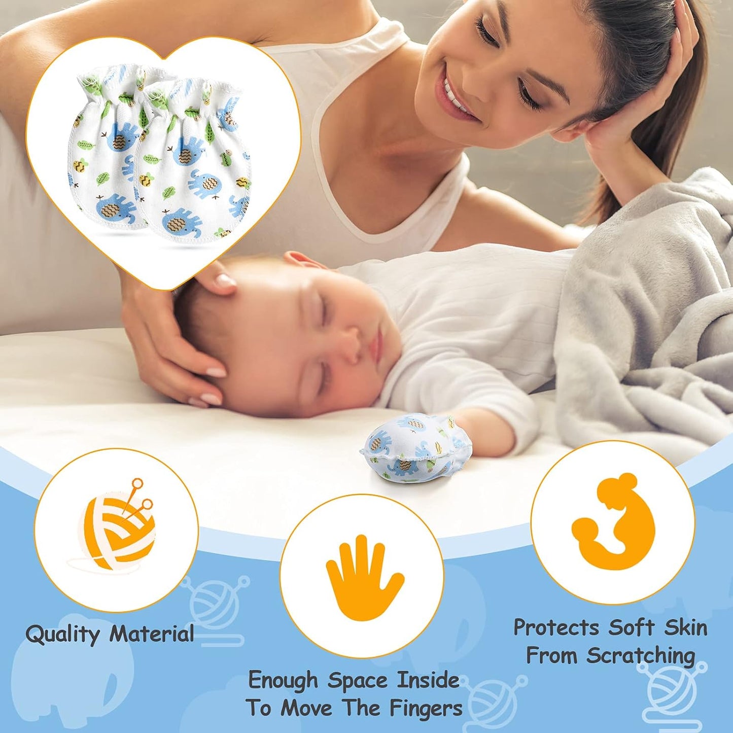 Geyoga 24 Pairs Newborn Baby Boy Girl Mittens 0-6 Months Newborn No Scratch Mittens Soft Elastic