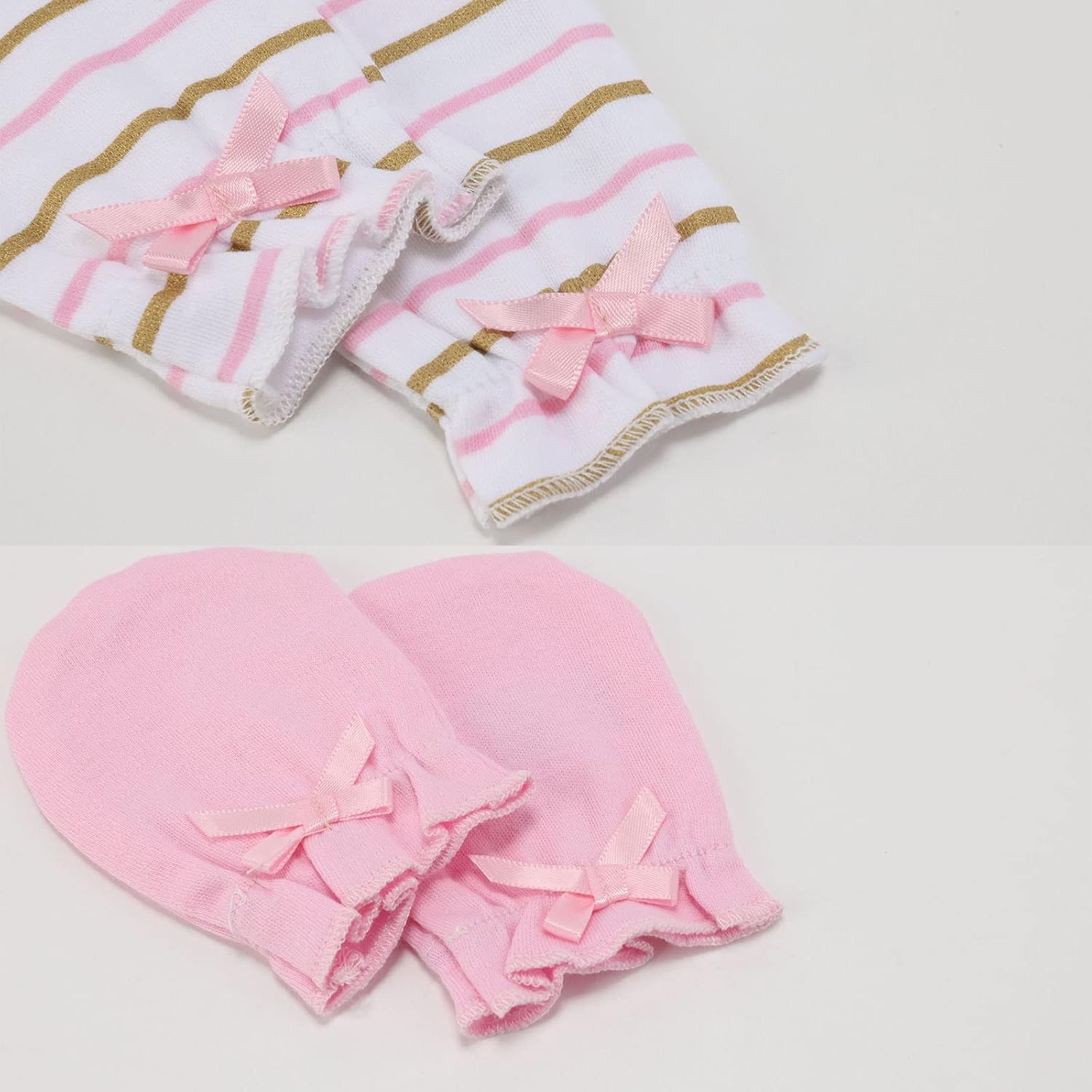Baby Hat and Mittens Set Newborn Baby Hats Caps for Baby Boys Girls 0-6 Months 100% Cotton