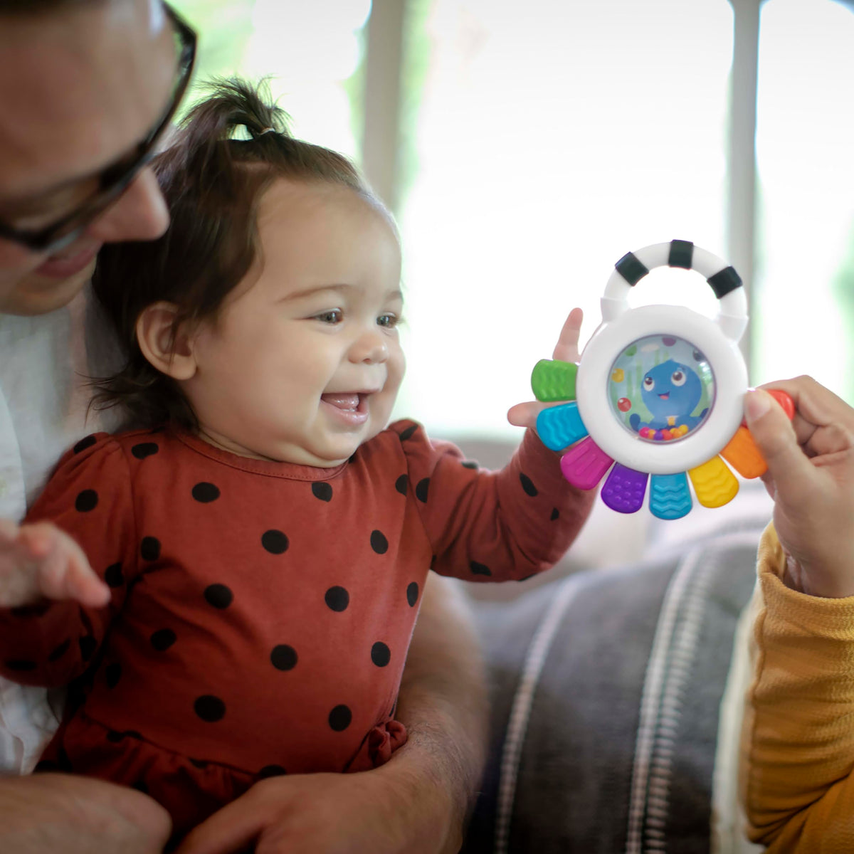 Baby Einstein Outstanding Opus The Octopus Sensory Rattle & Teether Multi-Use Toy, BPA Free &