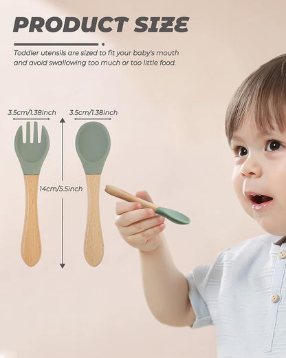 10 pcs Baby Spoons and Forks, First Stage Baby Led Weaning Spoons, Chewable Baby Utensils for