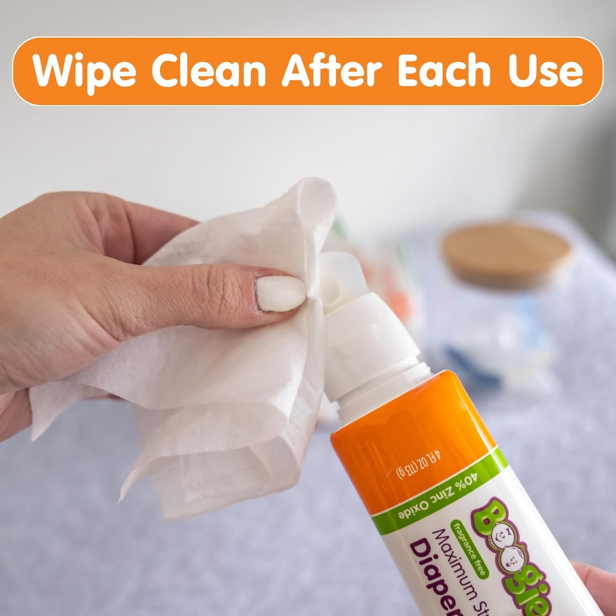Boogie Diaper Rash Paste, Maximum Strength 40% Zinc Oxide, Mess-Free Applicator, Soothes Baby Bum