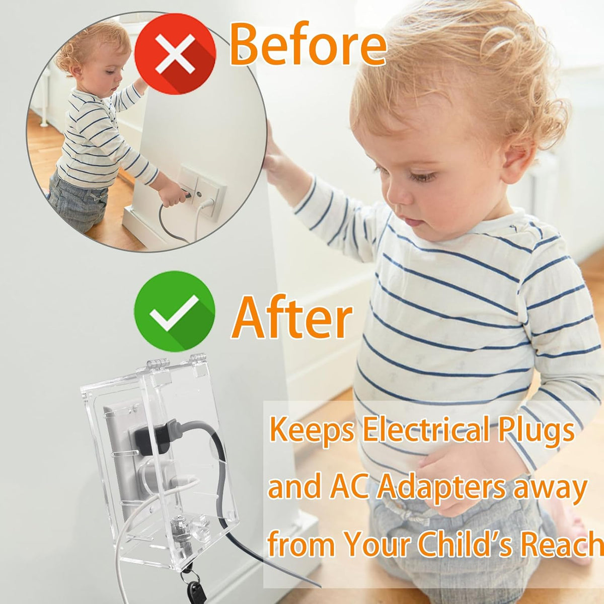 Baby Safety Outlet Cover Box, Outlet Covers, Plug Covers for Electrical Outlets, Socket Covers for