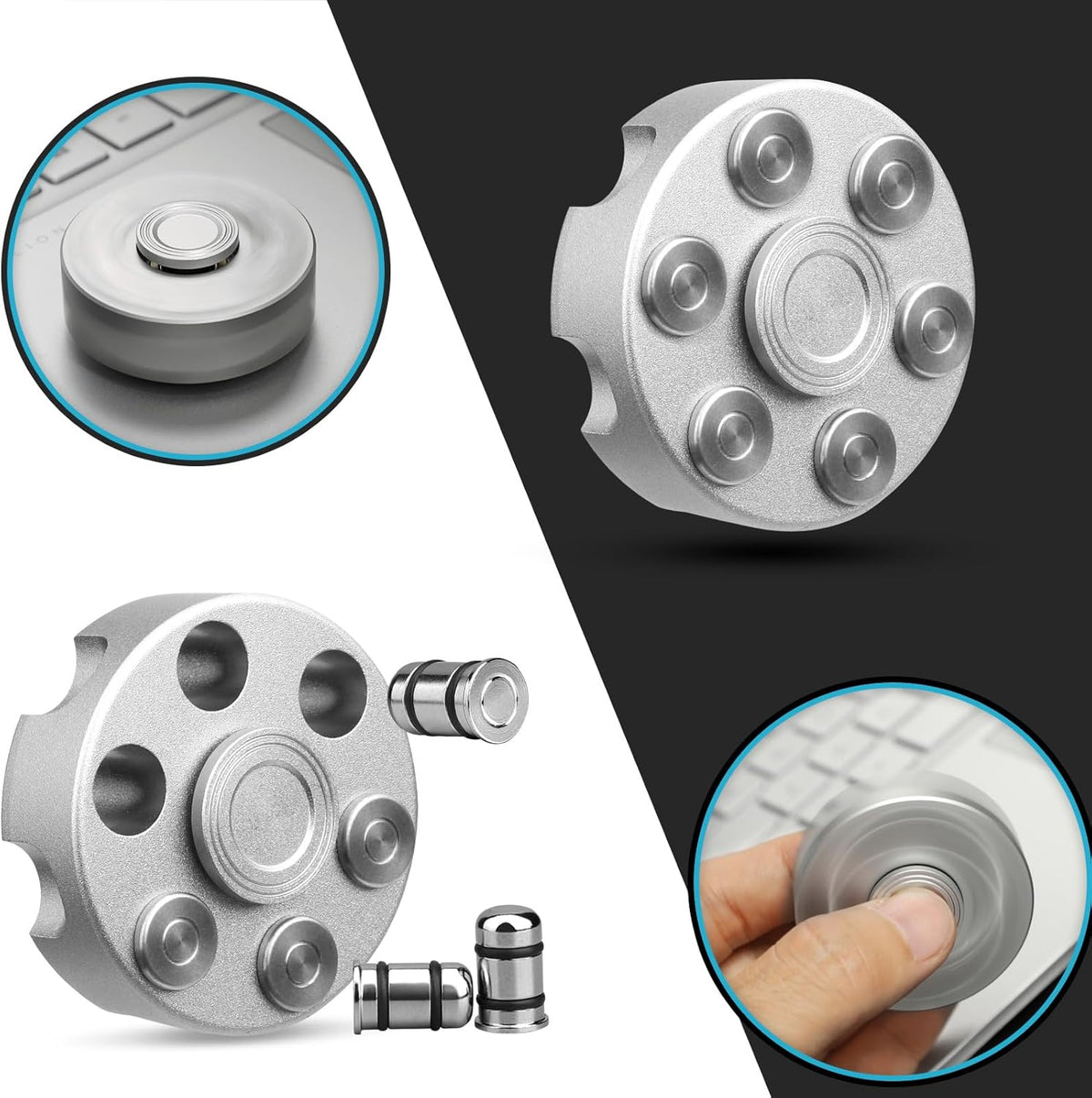 Cool Alloy Fidget Spinner Toys Metal for Kids Adults, Fidget Cube Block Chain Small Sensory Gadget