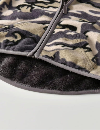 Toddler Printed Polar Fleece hooded Jacket Baby Boys Girls Kids Winter Warm Spring Autumn Outerwear