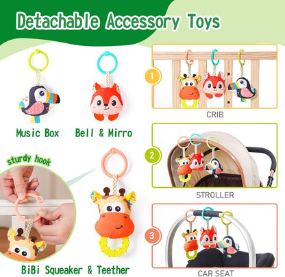 Jollybaby Crib Stroller Car Seat Toys for Baby 0-3-6-9-12 Months, Tummy Time Hanging Sensory Toys
