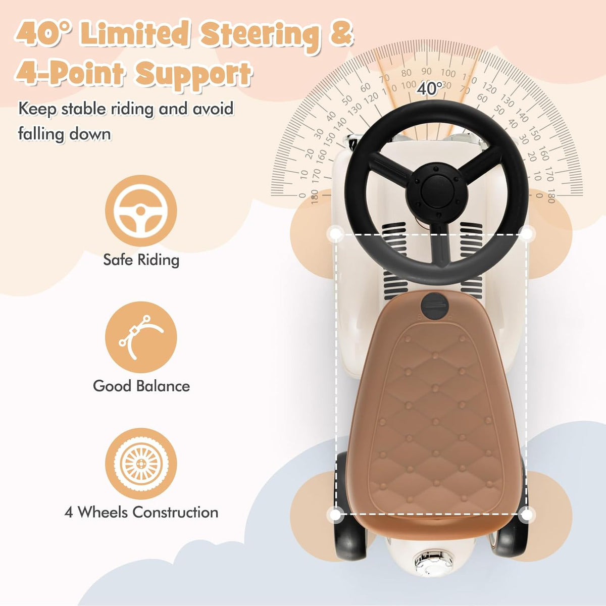 HONEY JOY Ride On Push Car, Outdoor Toddler Riding Toys w/Steering Wheel, Horn & Storage