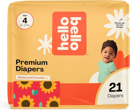 Hello Bello Diapers, Size 4 (22-37 lbs) Flower Child, 21 Count of Premium Disposable Baby Diapers