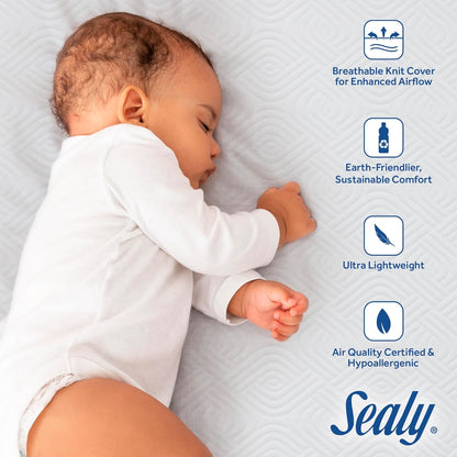 SEALY BABY OmniPedic Refresh Breathable 2 Stage Waterproof Crib Mattress Plus Toddler Bed Fit