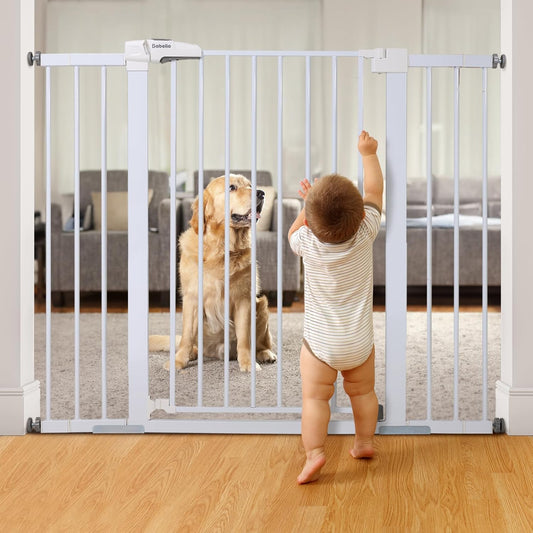 BABELIO 36" Tall Baby Gate, 29-48" Auto Close Pressure Mounted Dog Gate for Stairs, Doorways &
