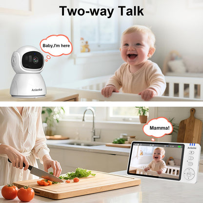 AnKeKe Baby Monitor with Camera and Audio, No WiFi Baby Monitor with 5" 720P HD Screen, 100-Hour