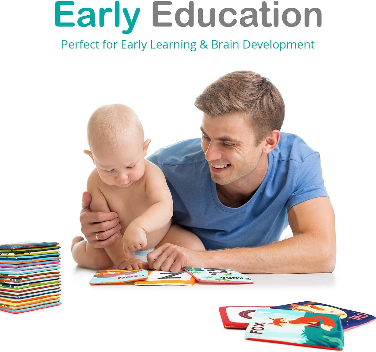 Zoo Alphabet Cards | Soft Alphabet Flash Cards, Educational Early Learning Infant Toys for Babies