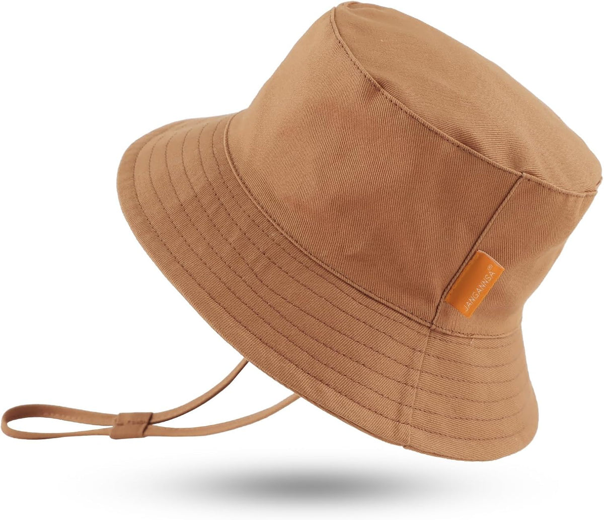JANGANNSA Cotton Baby Sun Hat Infant Toddler Boys Girls Bucket Hats Summer Sun Protection Kids