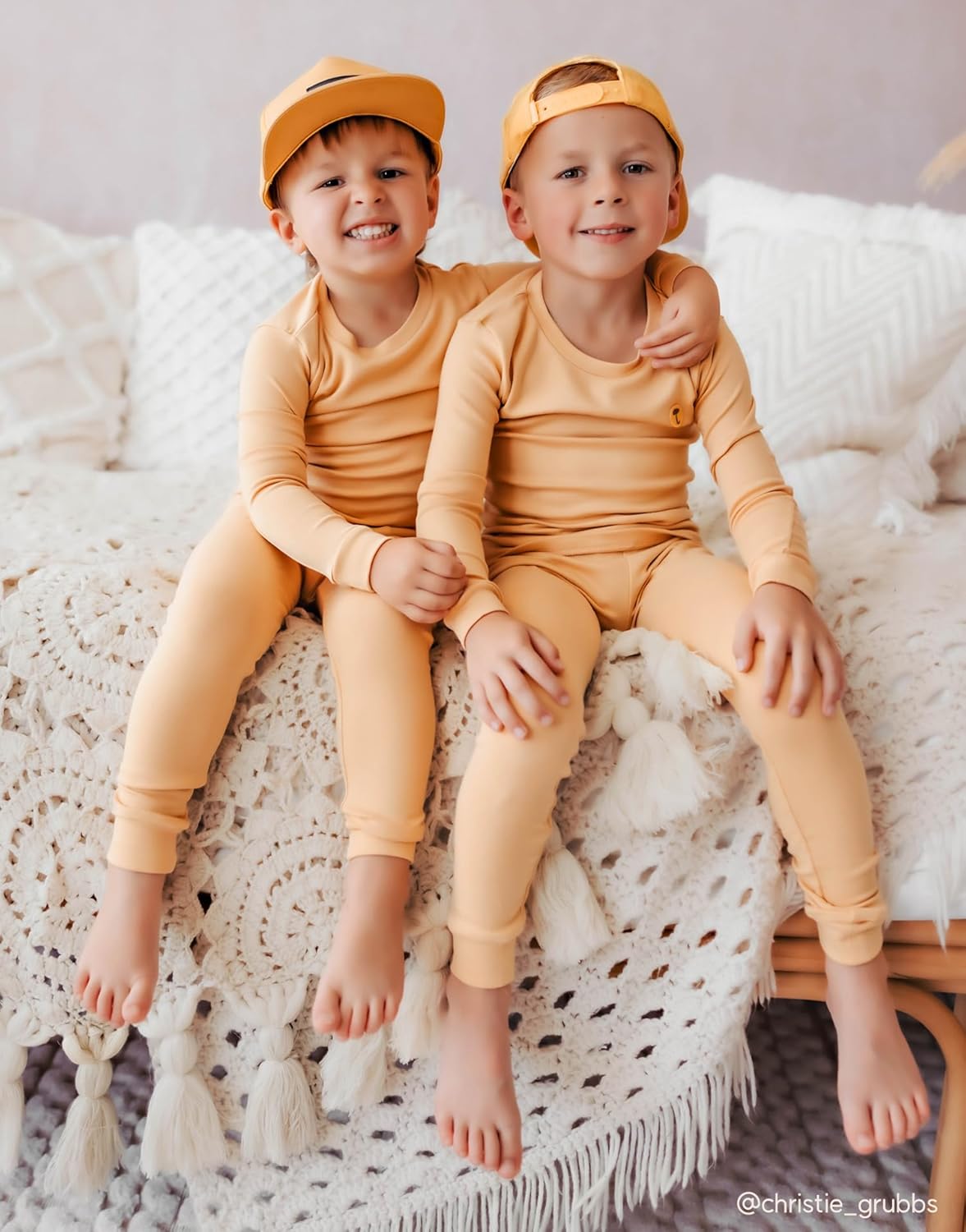 moimoln 6M-8Y Modal Cotton Solid Soft Breathable Baby Toddler Boys Girls Snug fit Pjs Long Sleeve