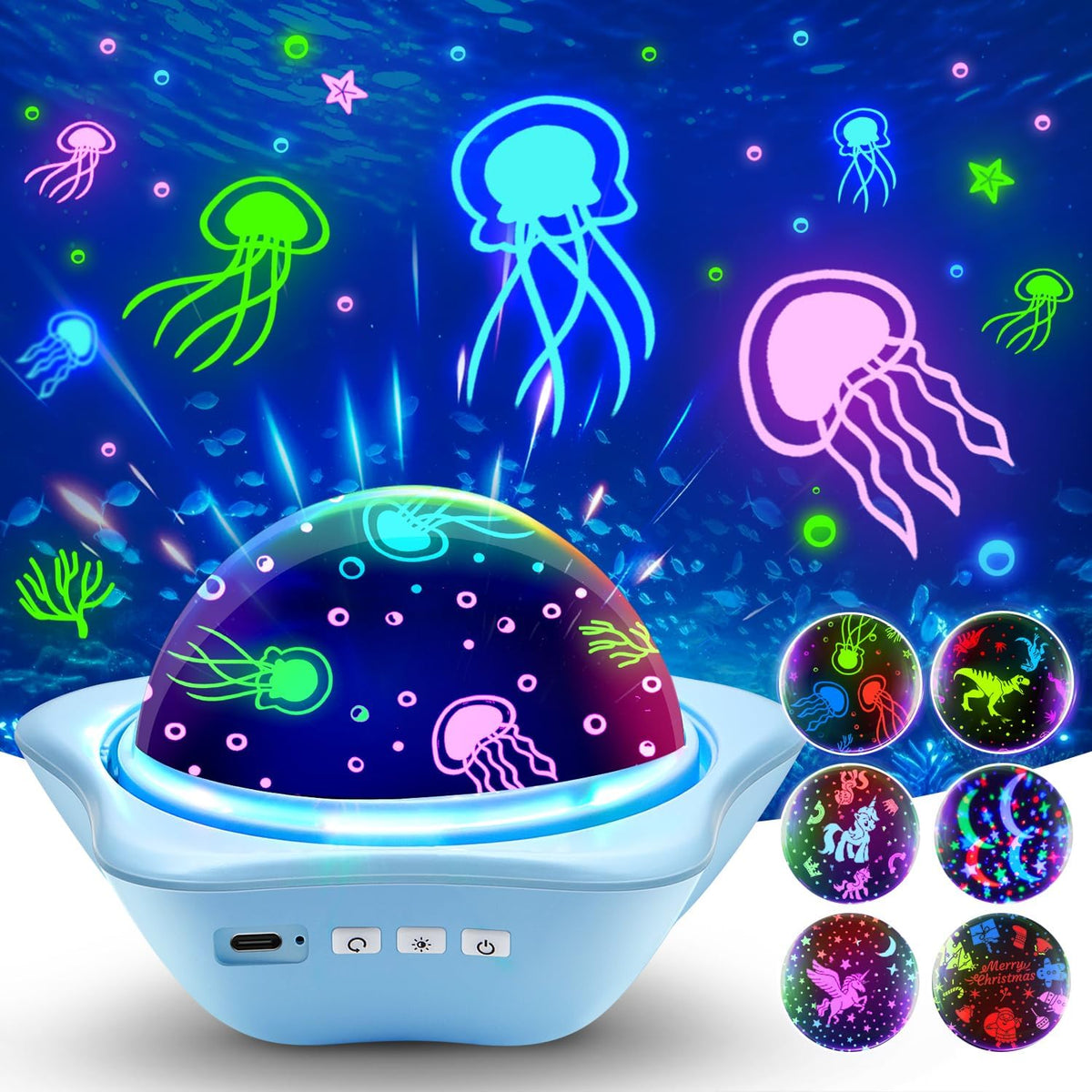 Jellyfish Baby Night Light Projector, Dinosaur+Jellyfish+Unicorn Night Light Projector, 96
