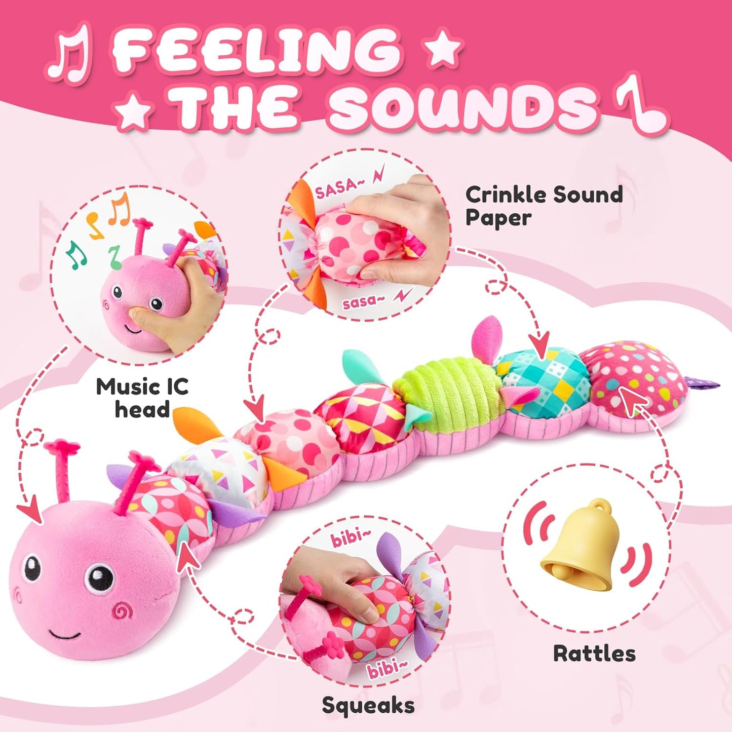 Baby Toys 0-6-12 Months,Infant Musical Stuffed Animals Activity Toys with Muti-Sensory