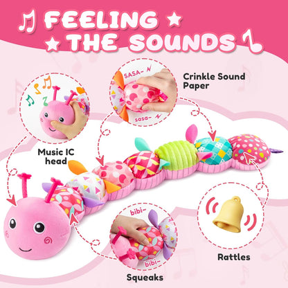 Baby Toys 0-6-12 Months,Infant Musical Stuffed Animals Activity Toys with Muti-Sensory