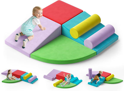 Lischwert Foam Climbing Blocks for Toddlers 1-3, 6pcs Soft Play Set with Crawling Exploration Toys
