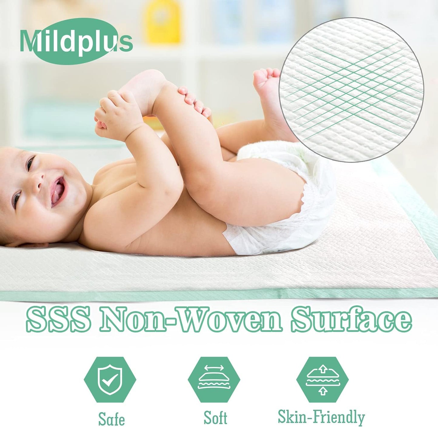 Disposable Underpads with Adhesive Tapes 23'' X 36'' Chucks Pads Heavy Absorbency Incontinence