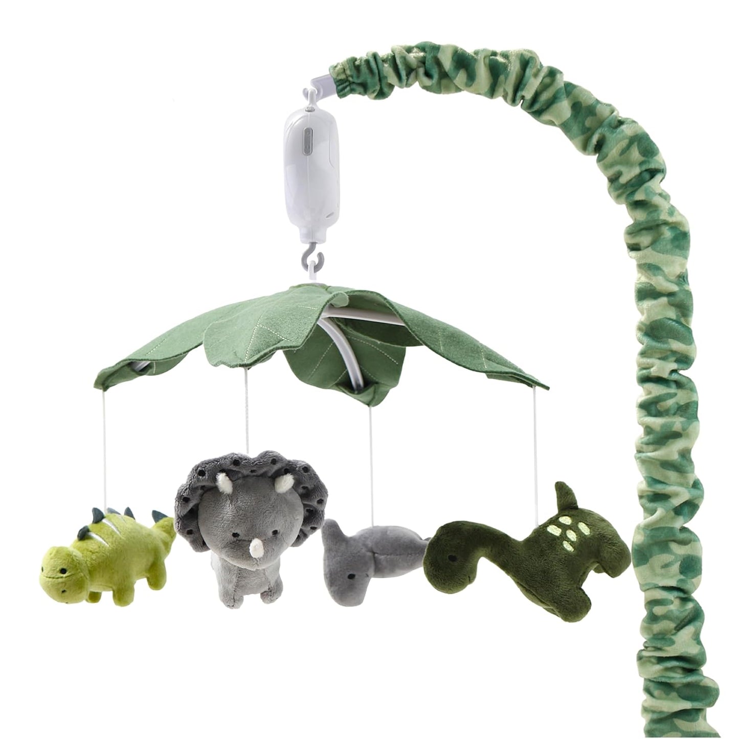 The Peanutshell Crib Mobile for Boys or Girls - Grey and Green Camo Musical Baby Crib Mobile with