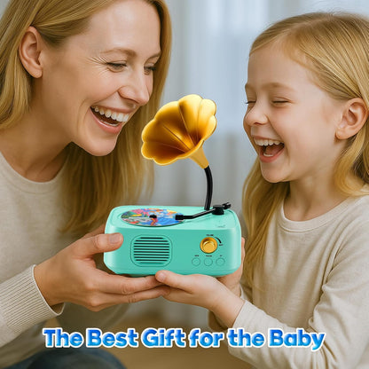 Kids Phonograph Toddler Record Player， with 96 Learning Cards, Early Education Machine Record